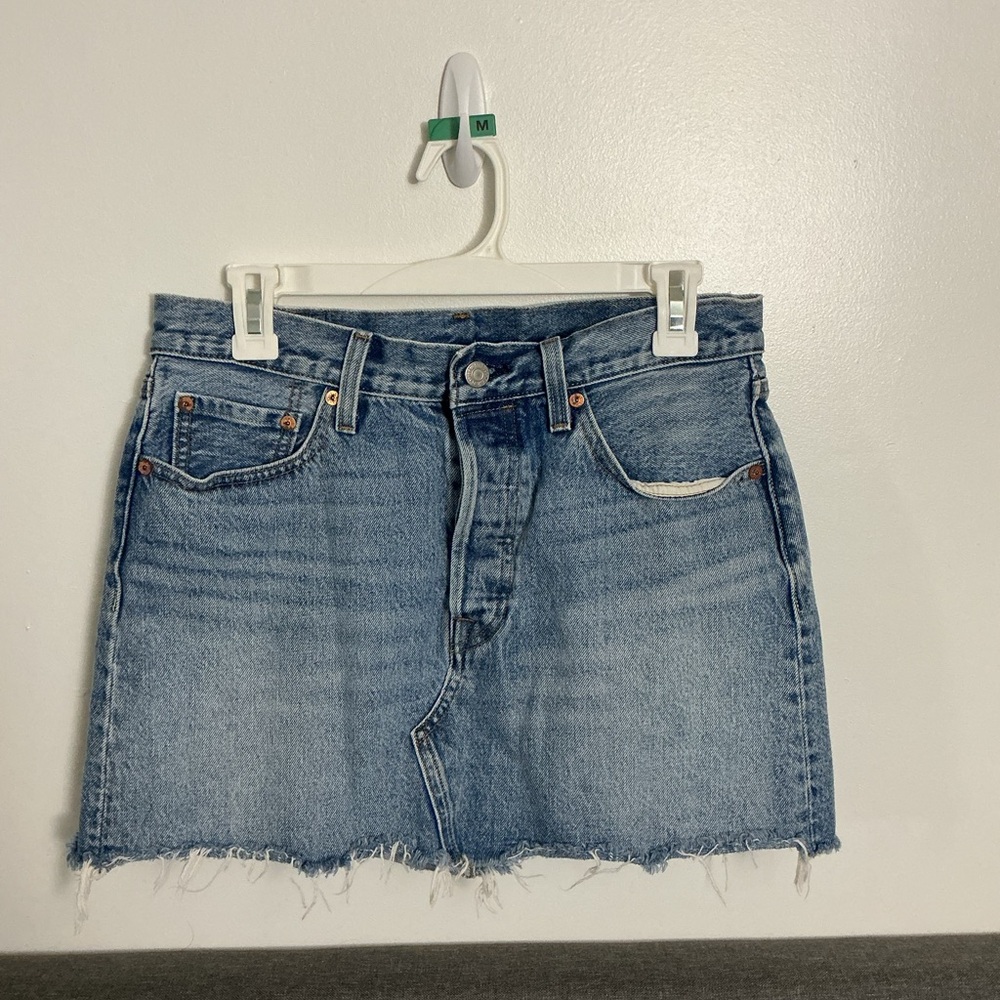 Levi's Blue Frayed Hem Mini Denim Skirt Size 29 M